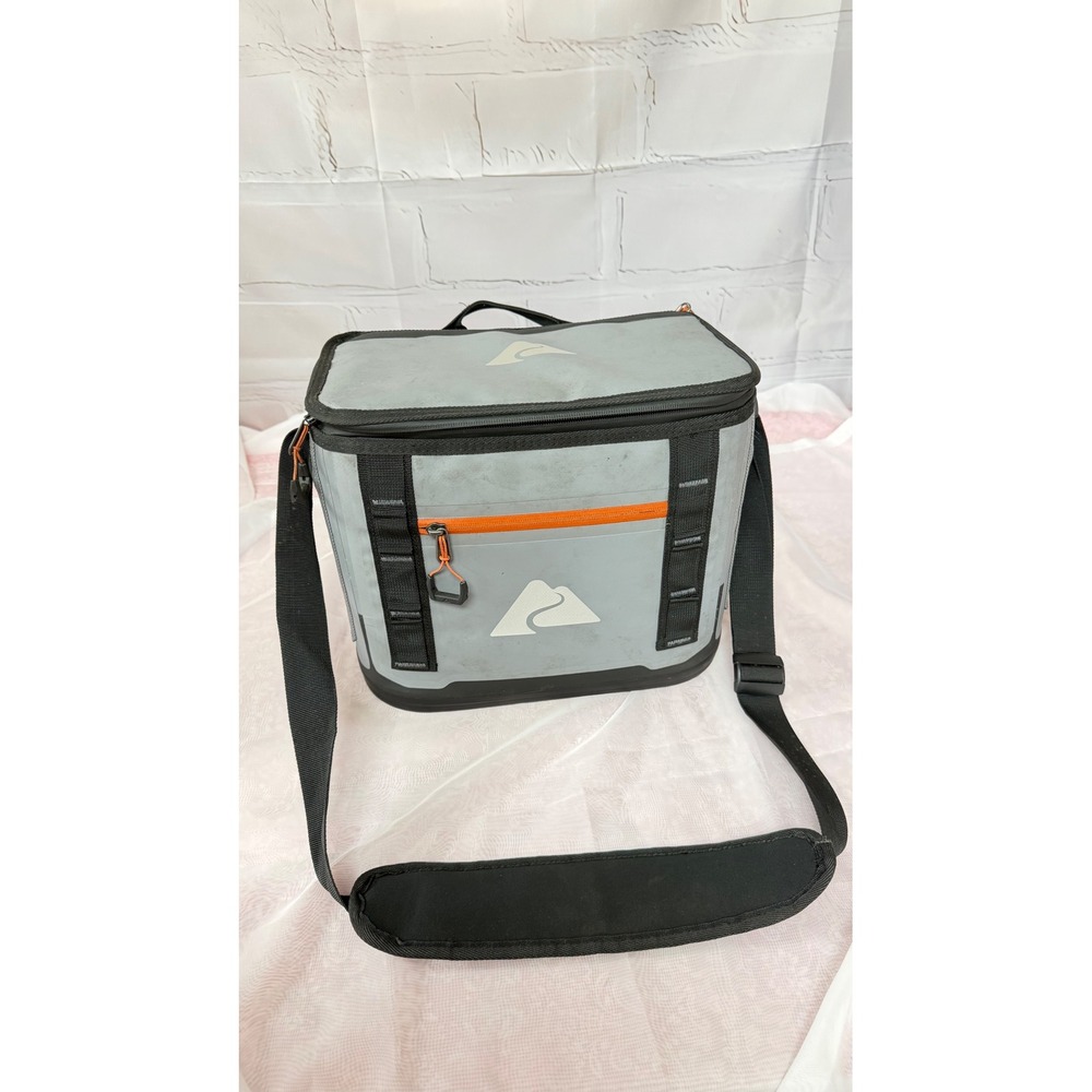 Ozark Trail Soft Sided Thermal Cooler Bag Grey Black Orange Hard Liner 12-Can
